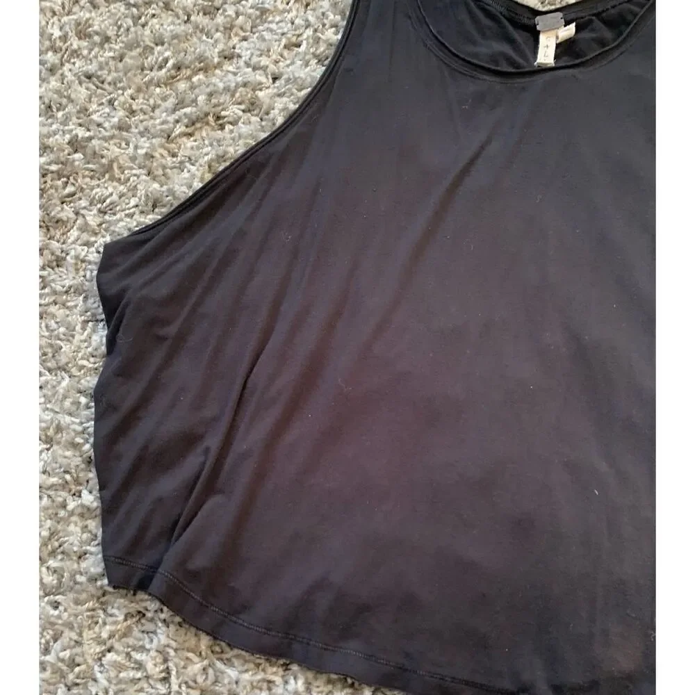 8- FREE PEOPLE black SLEEVELESS DROPPED ARMHOLE LITTLE ROCK TANK TOP sz L
